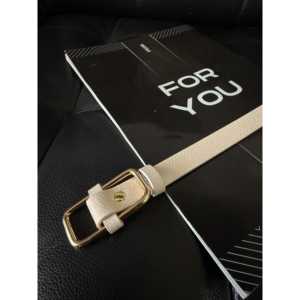 Ceinture pour femme en cuir véritable, cuir de vache, couleur unie, boucle rectangulaire, style décontracté - Product Image 3