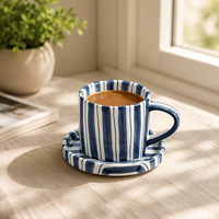 Ensemble élégant de tasses et de soucoupes à expresso en céramique et porcelaine, motif tourbillon, capacité de 260 ml, durable, moderne, couleurs personnalisables, usage quotidien