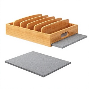 Égouttoir à vaisselle instantanément séchant en bambou avec tapis en <span class=keywords><strong>terre</strong></span> de diatomée, organisateur de couvercles à 6 compartiments pour rangement sanitaire de cuisine - Product Image 1