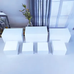 White Acrylic Buffet <strong>Table</strong> <strong>Riser</strong> Cube Nesting Lucite Square Food Display Pedestal Box Racks - Product Image 1
