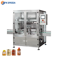 Ligne de Machine de remplissage de bouteilles à 4 têtes, automatique, pneumatique, jus de Fruit, Ketchup, pâte de beurre d'arachide