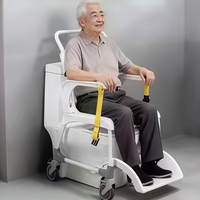 Chaise de Douche et de Toilette Tout-en-un Intérieur/Extérieur pour Fauteuil Roulant, en Plastique PP et Alliage d'Aluminium, Capacité 136 kg
