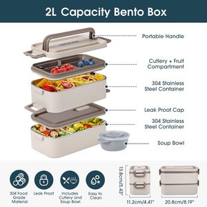 Portable <b>Lunch</b> <b>Box</b> <b>Compartment</b> Microwave Safe Bento <b>Box</b> for Students Office Heatable Lids Preservation - Product Image 2