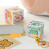 Porte-clés cube magique personnalisé, dessin animé créatif, cadeau anti-stress, pendentif pour sac à dos, ornement de porte-clés