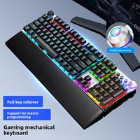 Clavier mécanique filaire AULA Tarantula F2088, interrupteurs bleus, style punk, pour jeux e-sport, rétroéclairage mixte, repose-poignets magnétique