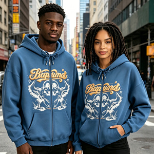 เสื้อฮู้ดซิปแบบไหล่ตก ผ้าฝ้ายบุขนแกะ ทรงหลวม อุ่นสบาย เหมาะสำหรับชุดทำงาน ชุดยูนิฟอร์ม เสื้อคลุมสำหรับงานอีเว้นท์ เสื้อโปรโมชั่น พร้อมสกรีนลาย - Product Image 3