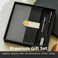 Coffret Cadeau Luxe Personnalisé en Cuir de Crocodile Coloré, Carnet à Feuillets Mobiles, Stylo Métallique à Impression UV, Clé USB 32 Go, Boîte à Fermeture Magnétique