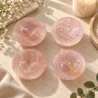 Bol en cristal de quartz rose poli, plat à bibelots en pierre rose, bol décoratif en pierre précieuse pour bijoux, décoration intérieure et cadeaux