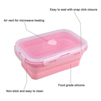 Récipient de stockage de nourriture pliable en silicone incassable avec couvercle hermétique Boîte à collation pliable Bol à mélanger en silicone
