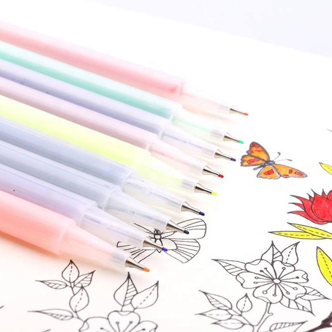 Neue Design Individuelles Logo Transparent Barrel 12 Farben Fineliner Pen-Set für Zeichnung