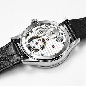 Montre mécanique tourbillon pour homme avec cadran unique, en acier inoxydable 316, verre saphir, bracelet en cuir véritable, montre-bracelet décontractée et élégante - Product Image 6