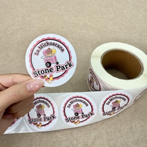 Cá nhân hoá tùy chỉnh vòng Logo Sticker thực phẩm Burger bánh pizza không thấm nước 2 <span class=keywords><strong>3</strong></span> inch dán cho takeout túi trong CuộN - Product Image 2