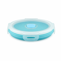 Boîte à lunch en silicone pliable ronde mini, compatible micro-ondes, avec couvercle verrouillable, pour la préparation des repas et les voyages (vente en gros)