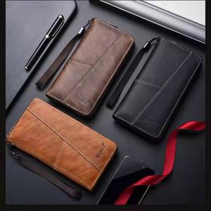 THK0129 Long portefeuille pour hommes en cuir PU rétro simple porte-monnaie porte-cartes d'identité porte-monnaie - Product Image 1
