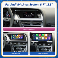 Lecteur multimédia à écran tactile 8,9 12,3'' avec Android Auto et CarPlay sans fil pour Audi A4 S4 B8 2009-2012, affichage GPS sur tableau de bord