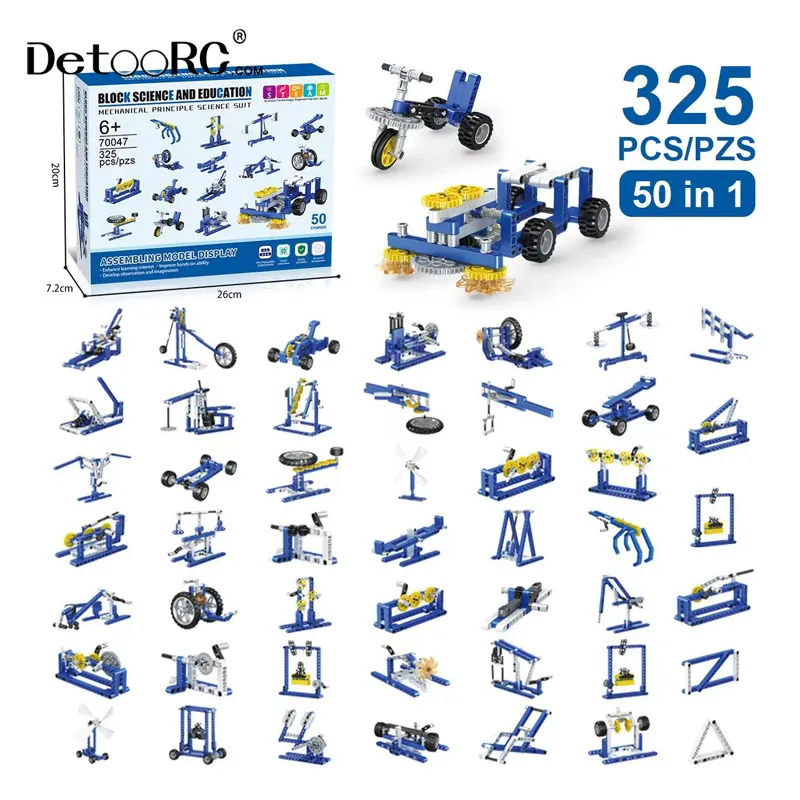 Detoo diy stem 2022 new toy sets 50in1 engineering technology building block toy sets for kids educational learning