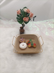 Panier en coton avec doublure vide pour cadeaux, panier <span class=keywords><strong>de</strong></span> rangement pour aliments, <span class=keywords><strong>fruits</strong></span>, pain, panier en fil fait à la main, bon marché, vente en gros - Product Image 2