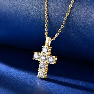 قلادة من الفضة حاصلة على شهادات من الفضة من المويسانيت للنساء والرجال من المويسانيت وسحر الإيمان قلادة من الهدايا المسيحية قلادة بدلاية متقاطعة - Product Image 2