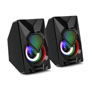 Dynamic LED light effect desktop computer bass small steel gun speaker stereo sound is in its environment