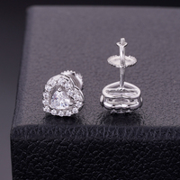 Boucles d'oreilles clous en forme de cœur, scintillantes, avec diamants Moissanite VVS, plaquées or 14 carats, bijoux pour femme en argent 925