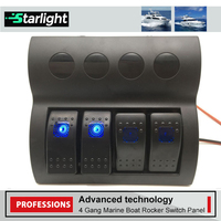 Panel de interruptores de barco Plug & Play de 4 bandas, interruptores basculantes impermeables de 12/24V con luz LED azul para coche/RV/UTV