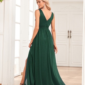 Elegante Vestido de Fiesta Largo de Gasa con Corte en A, Espalda Descubierta, Escote en V Profundo, Decoración de Lentejuelas, Antiestático, para Novia o Dama de Honor - Product Image 2