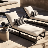 2025 Sigma Luxe Chaise longue en aluminium moderne tout temps pour patio extérieur et meubles de jardin