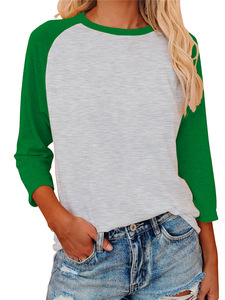 Camicetta da donna a maniche 3/4 in cotone con maniche lunghe traspirante a maglia su misura per lo stile Casual primaverile - Product Image 3