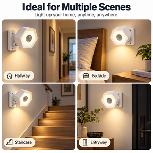 Lampe murale à détecteur de mouvement intelligent à télécommande, LED à intensité variable, rechargeable par type C, lumière PIR, design moderne blanc pour chambre à coucher - Product Image 3