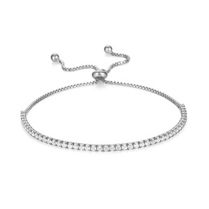 Bracciali da Tennis CZ regolabili moda ragazza personalizzato pieno di zircone 925 braccialetto in <span class=keywords><strong>argento</strong></span> Sterling per donna - Product Image 4