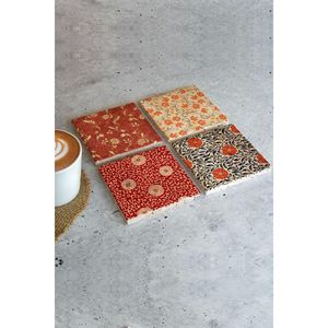 Flower01-2 4-Piece Floral Design Stone Coasters <b>Set</b> for Home and Office Decor Premium Promotional - Product Image 2