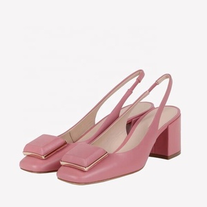 Women Low Chunky Heels Pumps Stretch Slingbacks <b>Shoes</b> Square Toe Office Lady Summer on Ornaments Sandals - Product Image 3