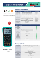 WinAPEX 18B+ Multimeter Digital True RMS Presisi Tinggi Pengukuran Tegangan & Arus AC/DC hingga 10A/1000V