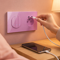 Interrupteur mural UE, prises allemandes, rose, beige, noir, blanc, 1/2/3 gang, type E, prise de charge rapide USB-C