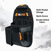 TOOLSTACK Sac à outils multifonction pour électricien, pochette de rangement à accrochage rapide, 3L, organisateur à 5 à 8 poches, noir et orange
