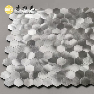 Cao cấp chải bề mặt hình lục giác Sliver tự dính Gạch Mosaic cho Nội Thất Tường backsplash sàn nhà bếp nhà khách sạn - Product Image 5
