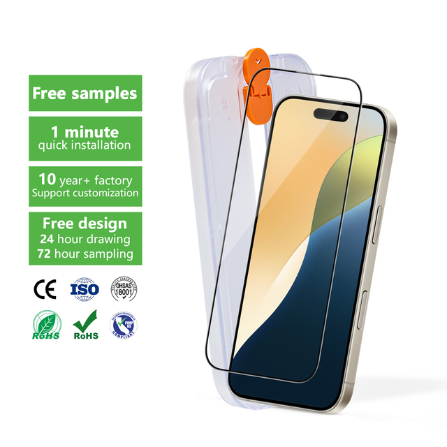 Aurey HD Anti-Reflective Screen Applicator Installation Kit I Phone Easy Install Tempered Glass Manufacturer for iPhone 16 15