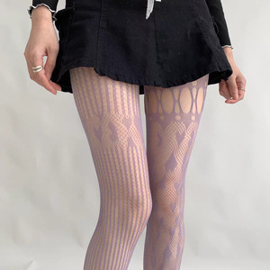 Retro Fishnet Stockings Women 5D Ultra Thin Black Mesh Geometric Pattern Hollow Out Pantyhose Spring Summer Autumn Wear - Product Image 4