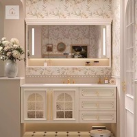 Meuble de salle de bain haut de gamme XINGRUO Elite de style français, vasque sur mesure pour hôtel, villa, appartement, modèle 3D prêt à l'emploi.