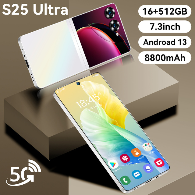 Wholesale S25 Ultra+ Bulk Deals 7.3 Screen 16 + 512GB 8800mAh Deca Core 108MP Expandable Storage 5G Smartphone