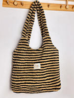 Sac à bandoulière rayé décontracté simple d'hiver de style coréen Chic Sac fourre-tout pour femme en laine d'agneau moelleuse Sac à main sous le bras