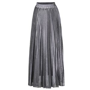 <span class=keywords><strong>Jupe</strong></span> longue plissée <span class=keywords><strong>dorée</strong></span> taille haute décontractée pour <span class=keywords><strong>femme</strong></span> MANNI, idéale pour l'été - Product Image 5