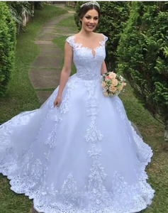 Vestido de novia de encaje de lujo, bata de cuello increíble, bordado de princesa, vestido de baile de talla grande hinchado, vestido de novia MWA508 - Product Image 5