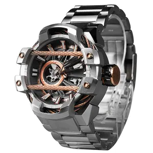 스틸 컬러 개인화 된 디자인 빛나는 남성용 시계 스테인레스 스틸 기계식 시계 100M 방수 패션 시계