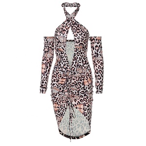 Nuovo Design abito professionale con spalle scoperte primavera abbigliamento donna manica lunga abiti Casual Mini abito aderente - Product Image 5