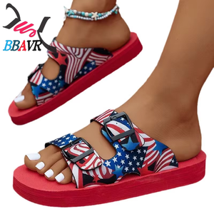 Women's Summer New Double-Breasted Sandals for Slippers Plus Size Casual Lightweight <b>Slides</b> European American Style Platform - Product Image 2