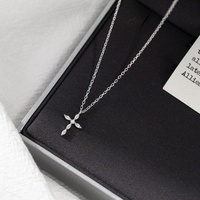 Collier Pendentif Croix en Argent Sterling 925 de Luxe avec Zircon Cubique Marquise pour Femme, Bijou de Mode pour Clavicule