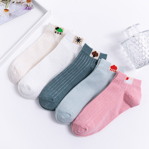 Women's Ankle Socks Cotton Solid Color Breathable Regular Casual Socks Size 30 Youth 18-40 Years Old - Product Image 2