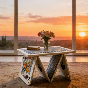 <span class=keywords><strong>Table</strong></span> basse moderne créative en forme de <span class=keywords><strong>maison</strong></span> de cartes, <span class=keywords><strong>table</strong></span> d'appoint unique Reine de Pique, <span class=keywords><strong>table</strong></span> d'appoint de luxe sur le thème du <span class=keywords><strong>poker</strong></span> - Product Image 5