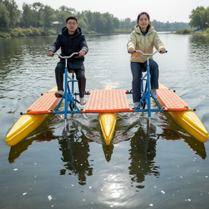 QIQU Trimaran à cadre en aluminium indestructible, kayak à pédales biplace, vélo aquatique avec coque en PE, résistant à la décoloration, usage commercial - Product Image 1